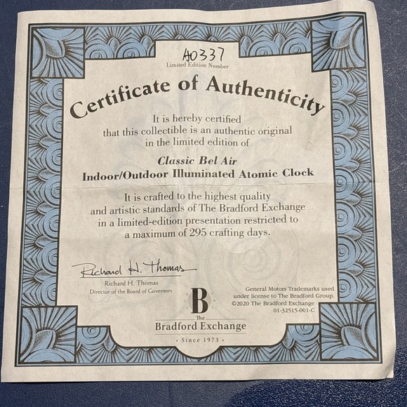 Bradford Exchange Classic Bel Air Atomic Wall Clock Lighted Chevy Garage 1957 GM - Picture 10 of 11